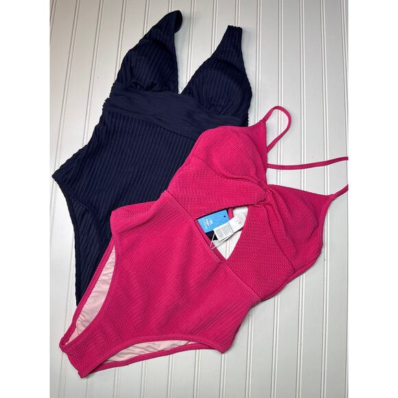 NWT Cupshe Cutout Ruched One Piece Swimsuit Swim Paddle Beach Surf BUNDLE Sz S - Picture 2 of 7